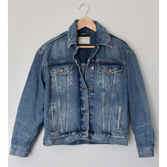 FREE PEOPLE We The FREE Jolene Trucker Oversized Denim Jean Jacket, Size XS - Picture 5 of 15